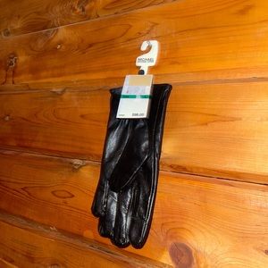 COPY - Michael Kors Leather Winter Gloves Dome Logo Gold